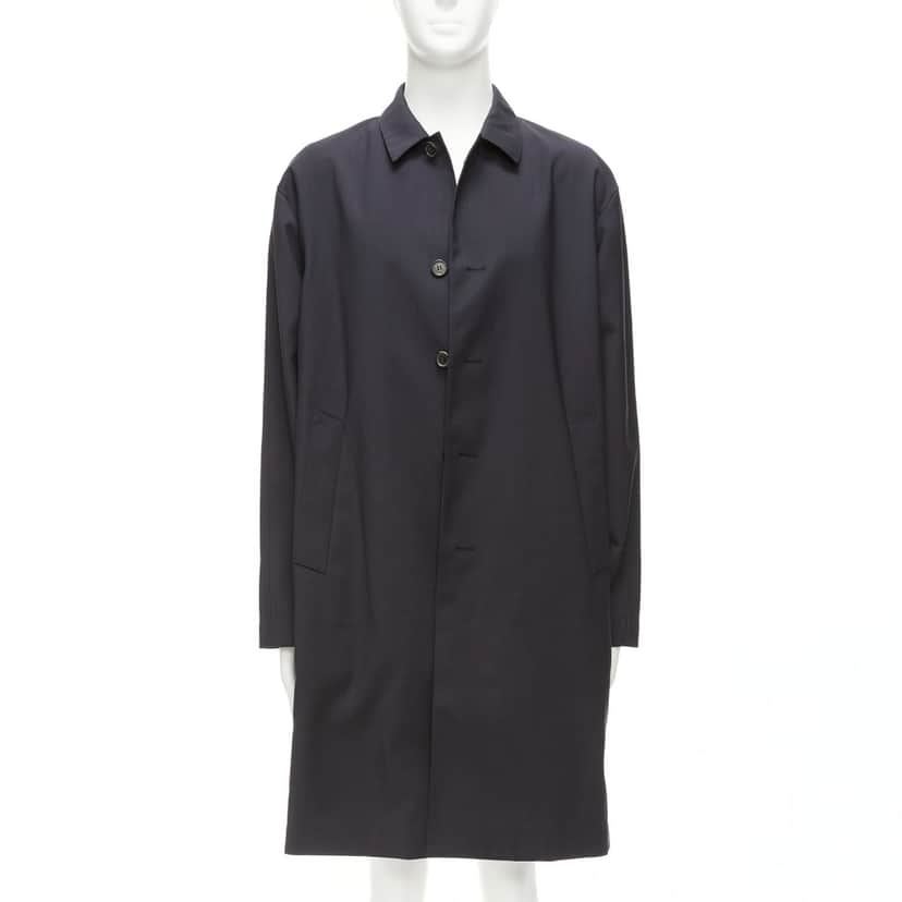 Solid Homme Black Minimal Rain Coat Black Wool Never worn - Front View