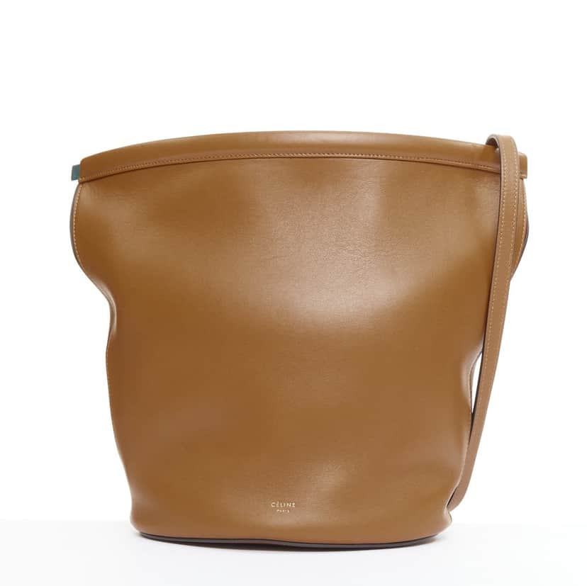 Celine Clasp Bucket Brown Leather Very good condition - Front View