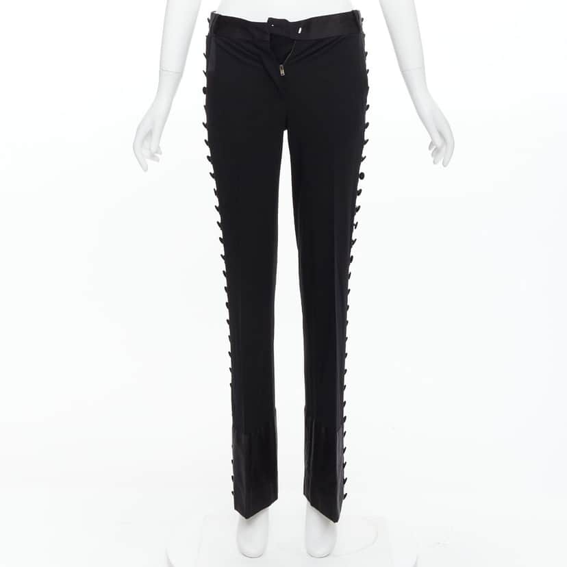 Chloe Pleat Trim Trousers Black Viscose Good condition - Front View