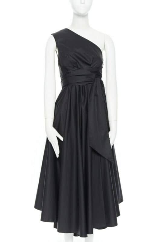 Tibi Flare Pleat Dress Black Cotton Very good condition - Front View