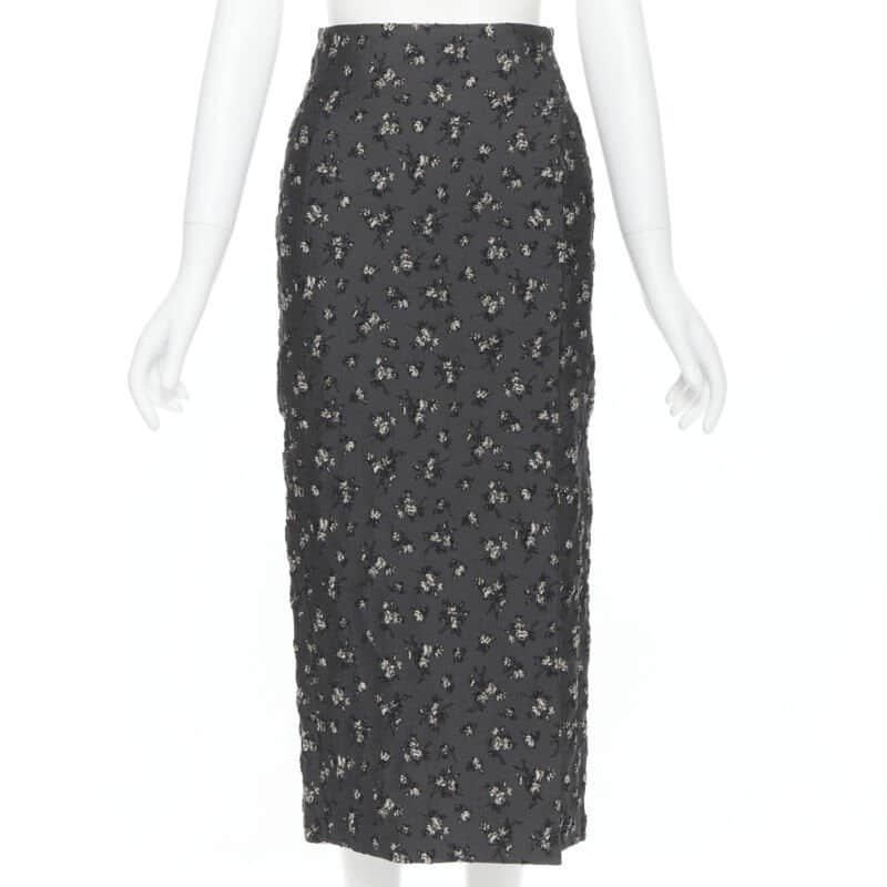 Brock Collection Cloque Pencil Skirt Grey Polyester Very good condition - Front View