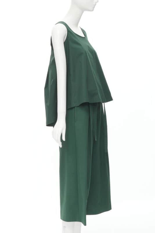 Rochas Cotton Vest Pantsuit Green Cotton Very good condition - Front View