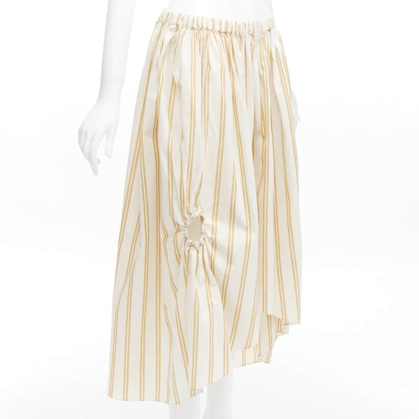 Oscar De La Renta Striped Balloon Skirt White Cotton Never worn - Front View