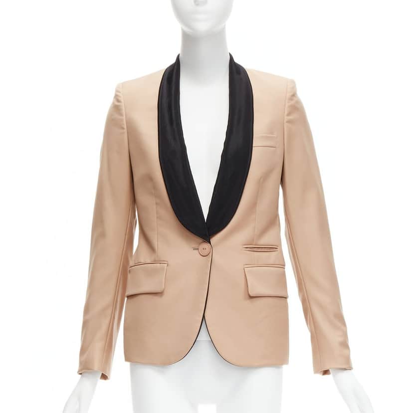 Stella McCartney Nude Multi Tux Blazer Beige Wool Very good condition - Front View
