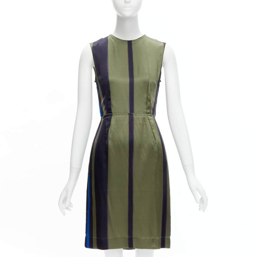 Lanvin Abstract Darts Dress MultiColor Silk Never worn - Front View