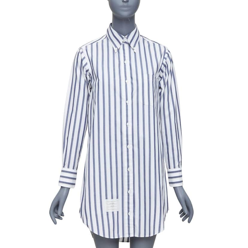 Thom Browne Stripe Shirt Dress Blue Cotton Good condition - Front View