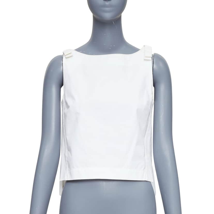 Fendi Bow Shoulder Top Beige Cotton Fair condition - Front View