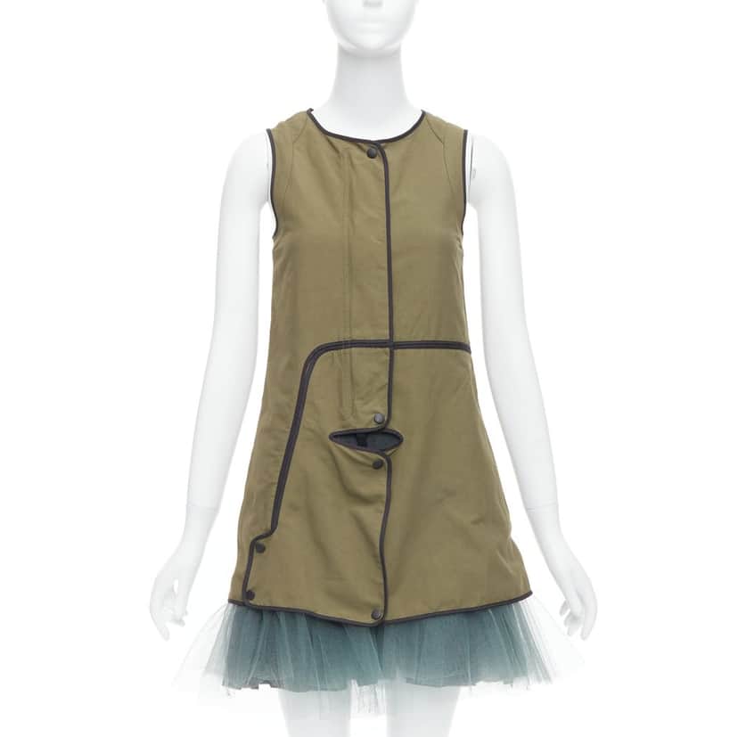 Marni Utility Vest Dress Khaki Polyamide Very good condition - Front View