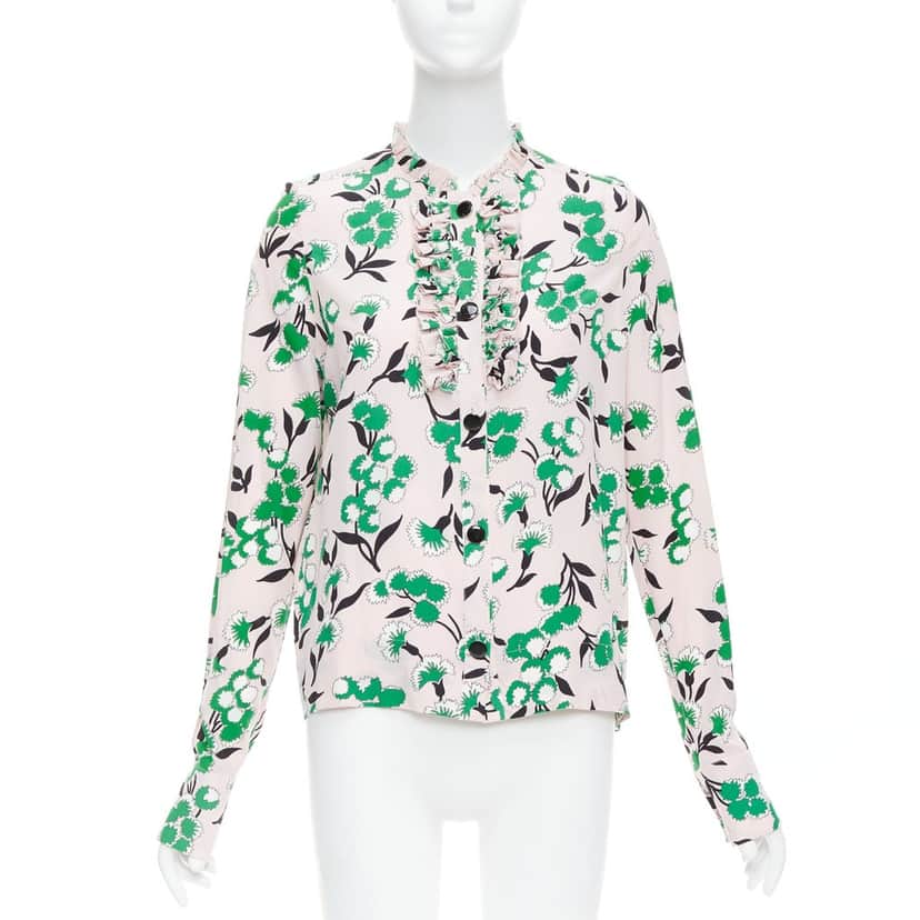 Marni Floral Ruffle Top Pink Silk Never worn - Front View