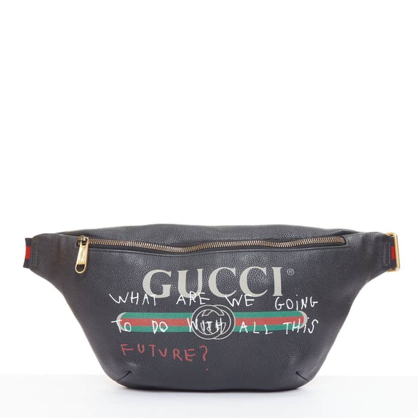 Gucci What Are We Going to Do with All This Future? Belt Bag Black Leather Very good condition - Front View