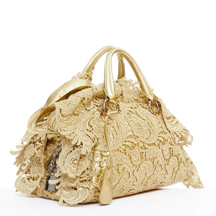 Prada Pizzo Gold Leather Good condition - Front View