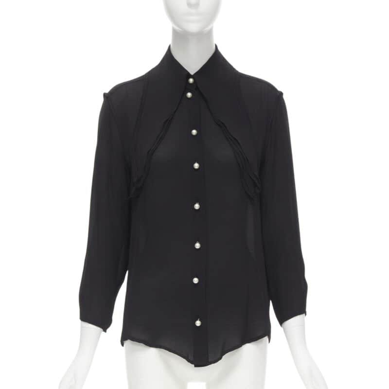 JW Anderson Pearl Collar Blouse Black Silk Never worn, with tag - Front View