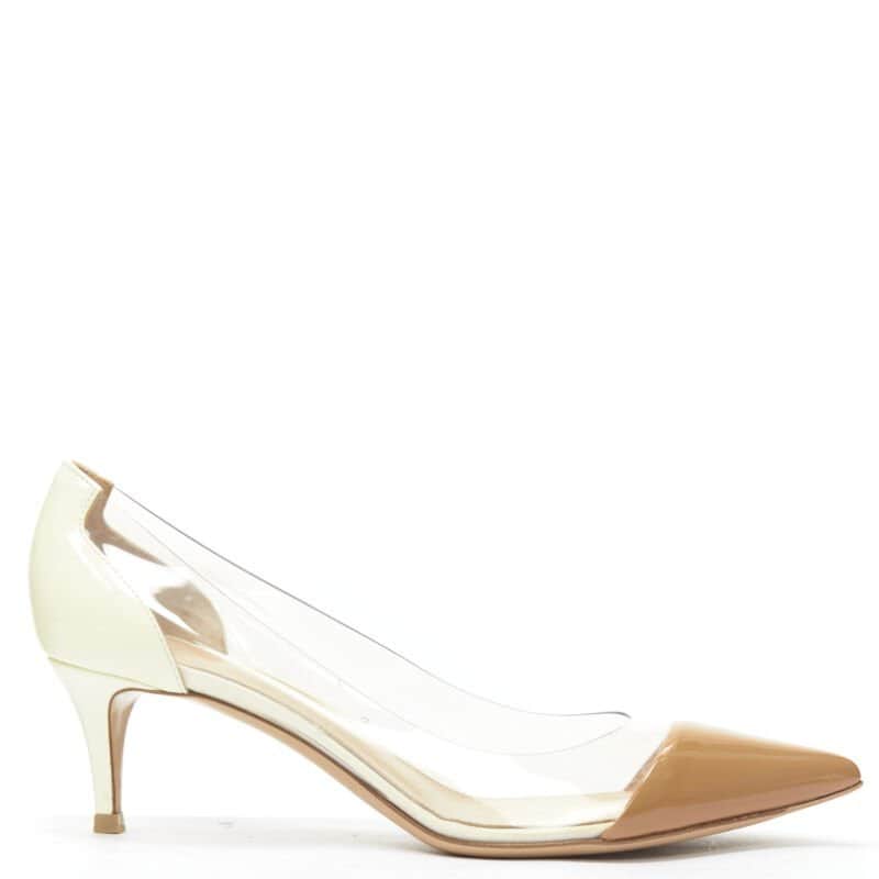 Gianvito Rossi PVC Toe Cap Heels Beige Never worn - Front View