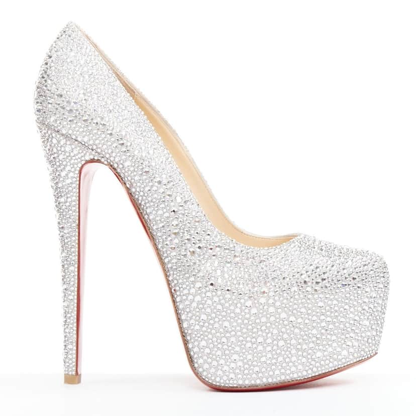 Christian Louboutin Daffodile Strass 160 Silver Very good condition - Front View