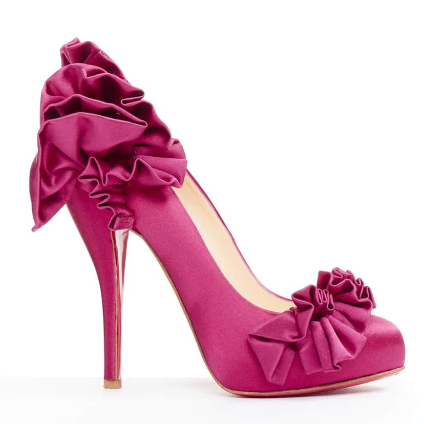 Christian Louboutin Escandria 120 Purple Silk Very good condition - Front View