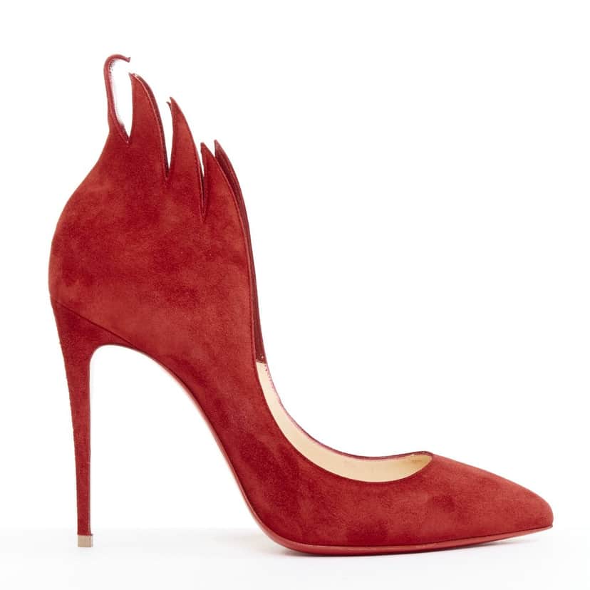Christian Louboutin Victorina 100 Veau Velours Carmin Red Suede Very good condition - Front View