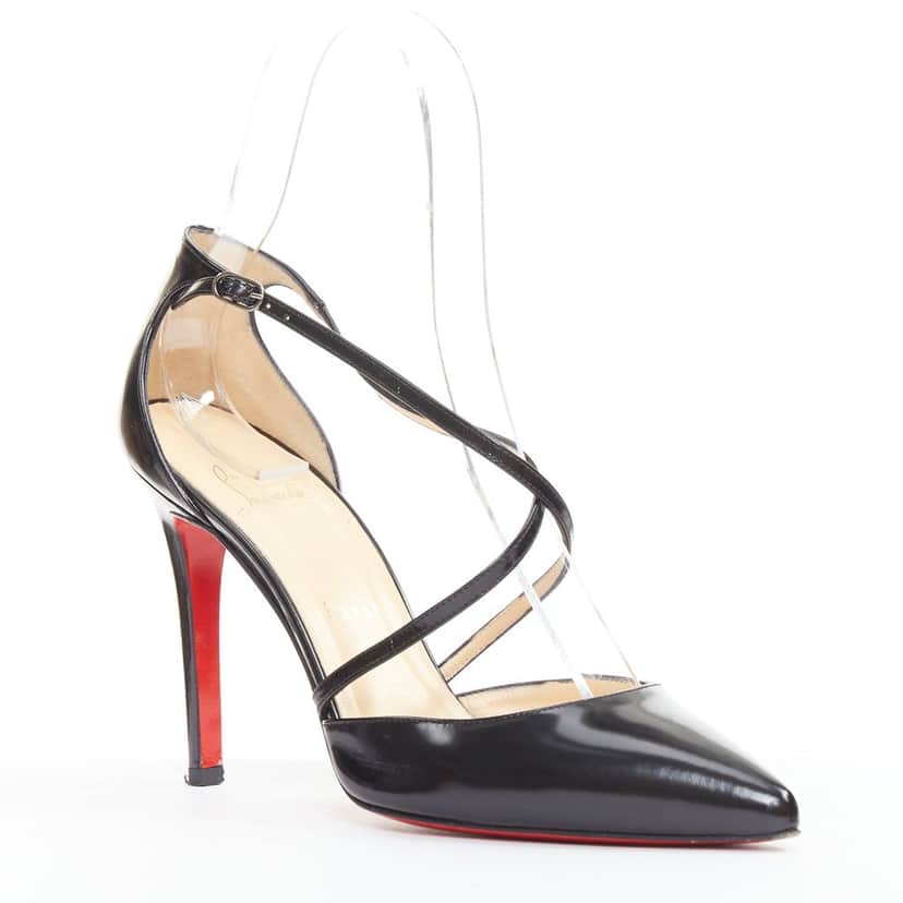 Christian Louboutin Crosspiga 100 Jazz Calf Black Leather Good condition - Front View