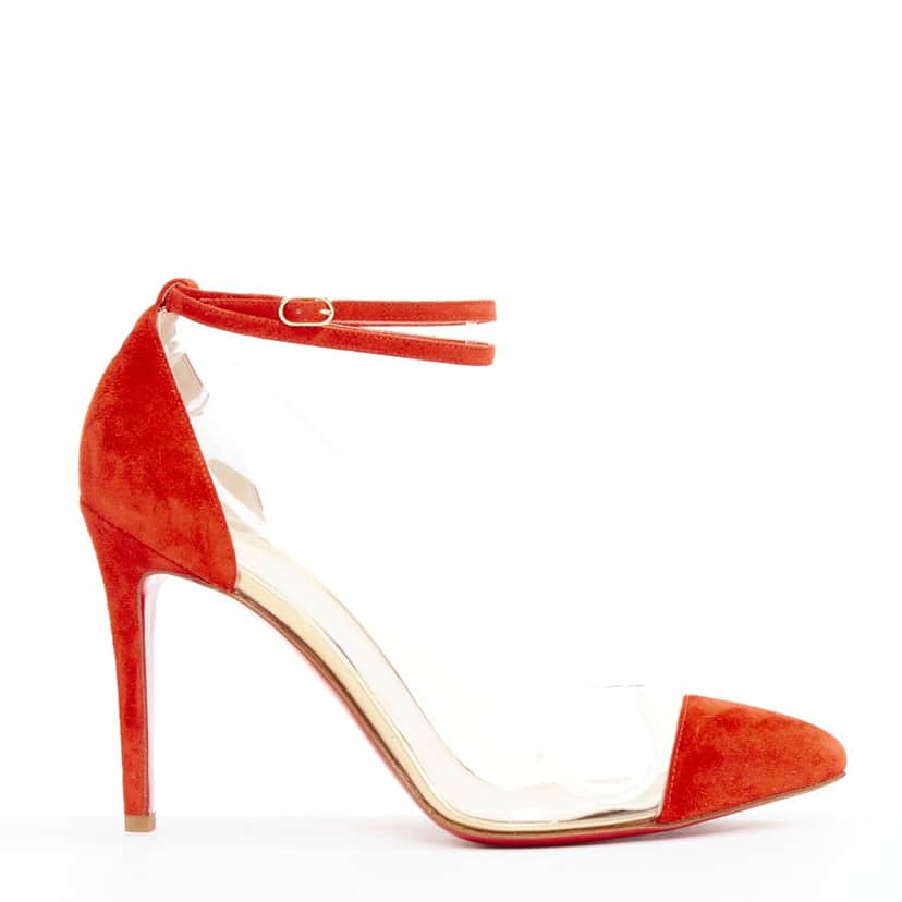 Christian Louboutin Un Bout 100 Veau Velours Red Leather Very good condition - Front View