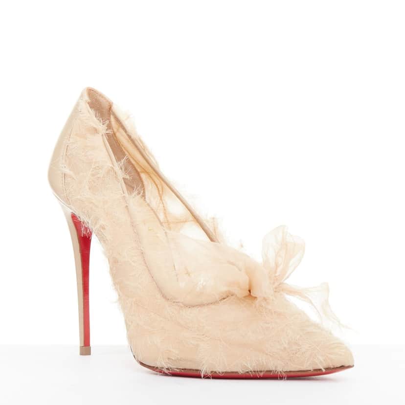 Christian Louboutin Toufrou 100 Beige Leather Very good condition - Front View