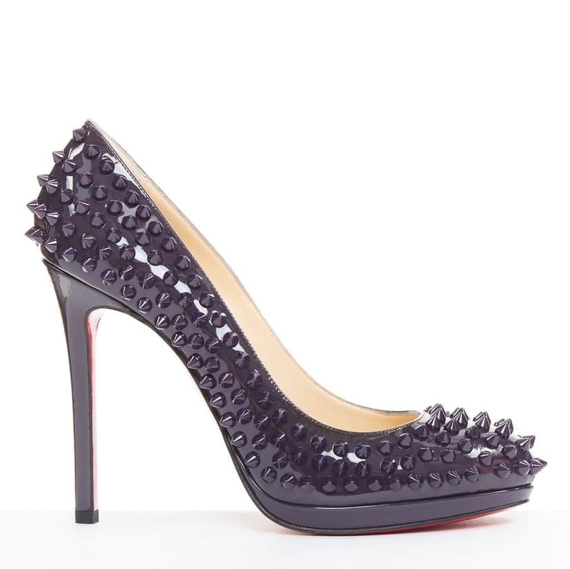 Christian Louboutin Neofilo Spikes 120 Patent Purple Leather Very good condition - Front View