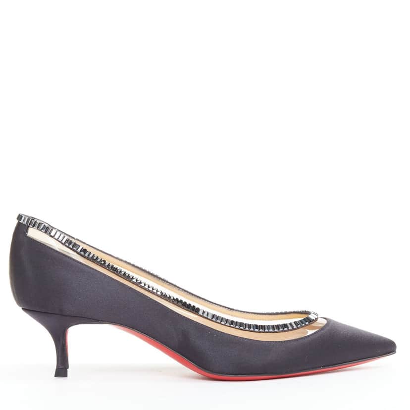 Christian Louboutin Paulina Strass 45 Black Silk Very good condition - Front View