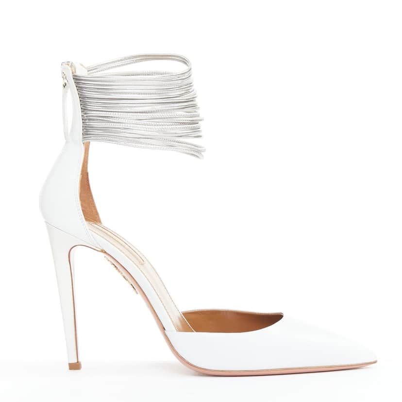 Aquazzura Hello Lover 105 White Leather Very good condition - Front View