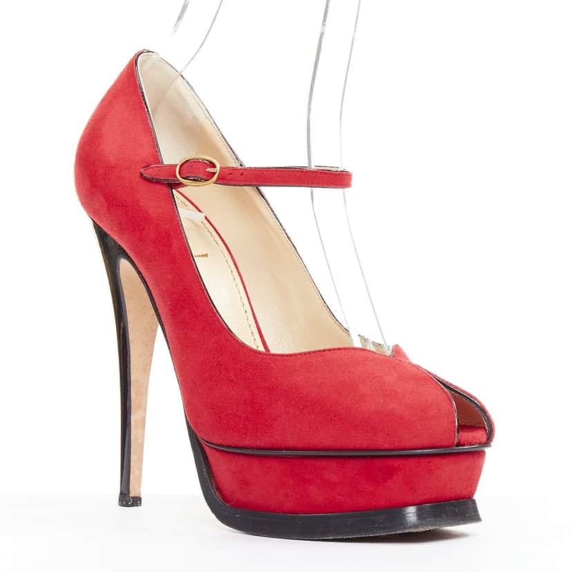 Yves Saint Laurent Tribute Maryjane Red Suede Very good condition - Front View