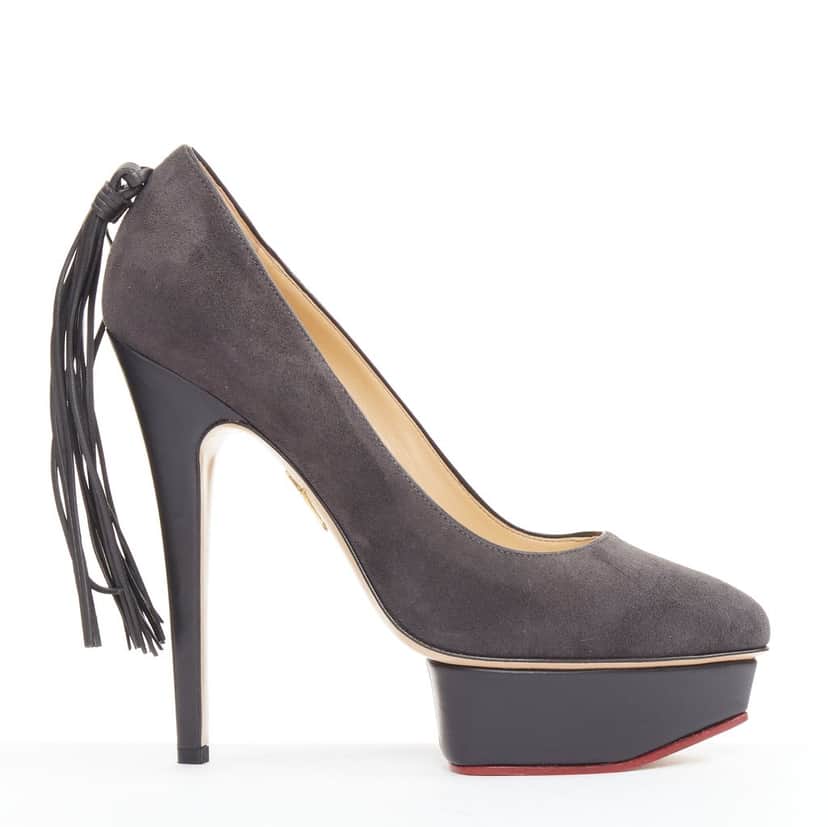 Charlotte Olympia Dark Horse Grey Suede Very good condition - Front View
