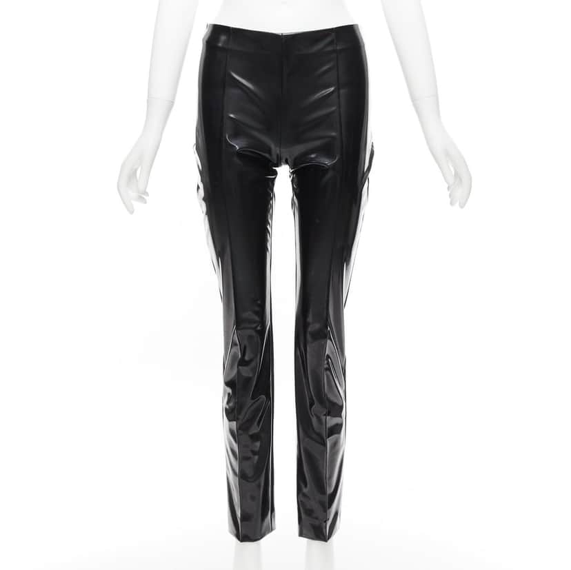 VALENTINO GARAVANI Vinyl Pleat Pants Black Fair condition - Front View