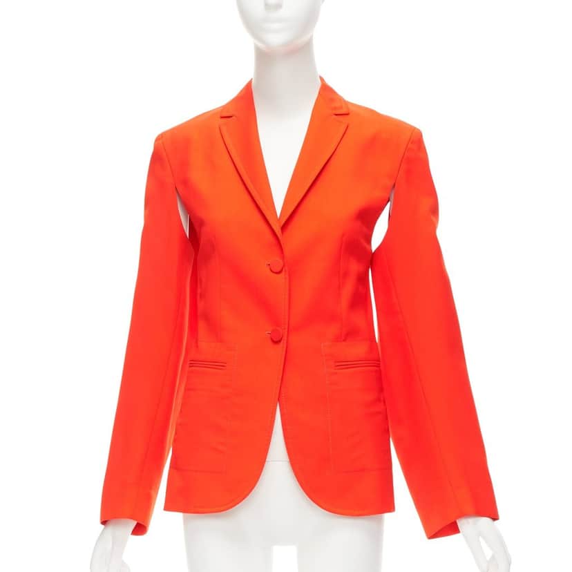 Ports 1961 Orange Asymmetric Blazer Orange Wool Never worn - Front View