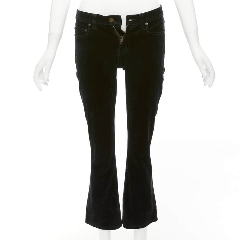 Saint Laurent Velvet Cropped Pants Black Cotton Fair condition - Front View