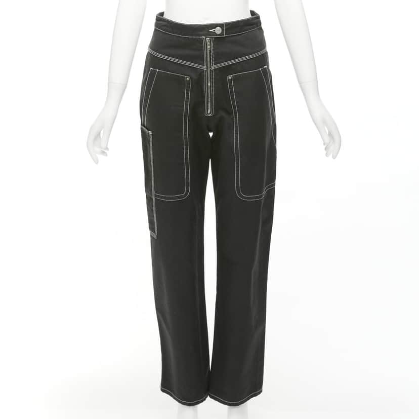 Isabel Marant Topstitch Carpenter Pants Black Cotton Very good condition - Front View