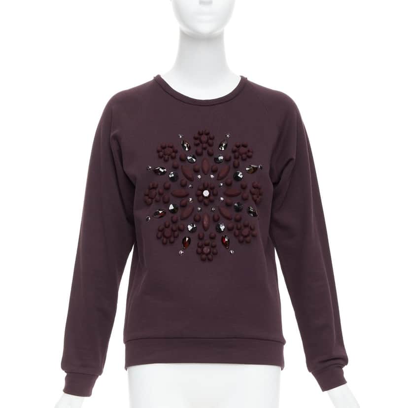 Lanvin Crystal Embellished Pullover Burgundy Cotton Very good condition - Front View