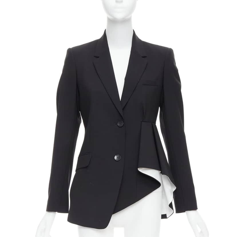 Theory Black Pleated Side Blazer Black Wool Good condition - Front View