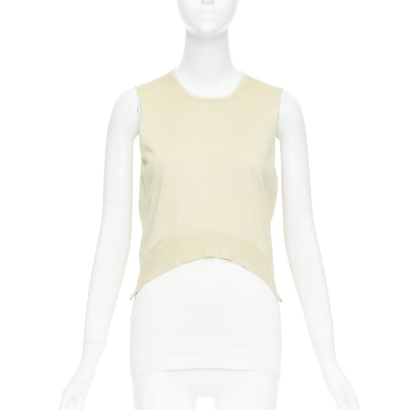Celine Layered Knitted Top Ecru Silk Very good condition - Front View