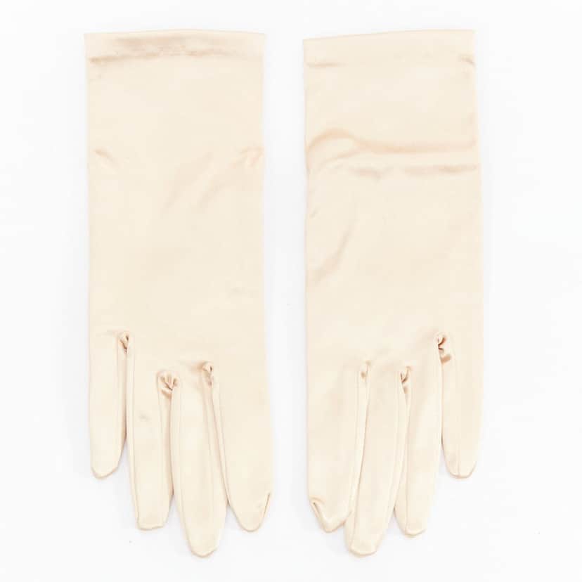 Giorgio Armani Long Satin Gloves Gold Silk Very good condition - Front View