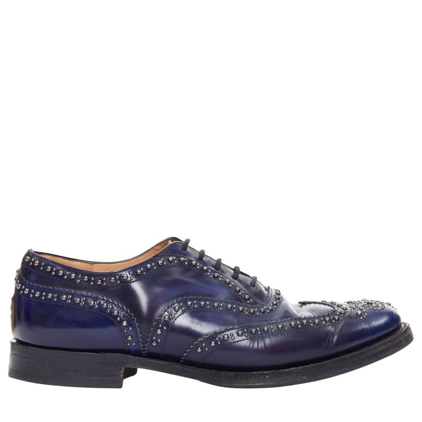 Church's Studded Lace Brogues Blue Leather Fair condition - Front View