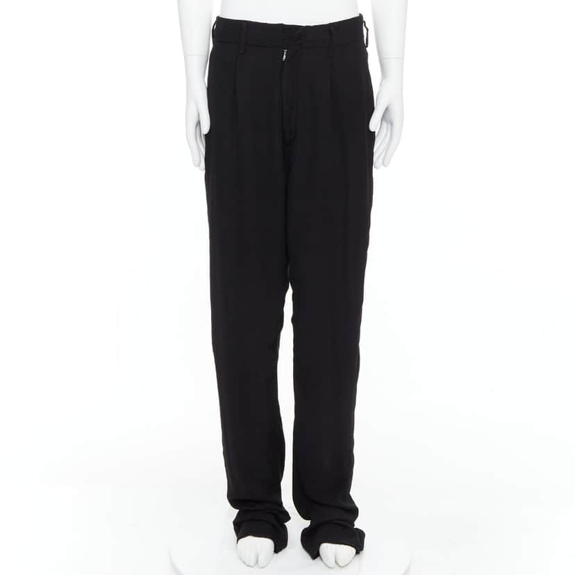 Yohji Yamamoto Pleated Wide Pants Black Polyester Fair condition - Front View