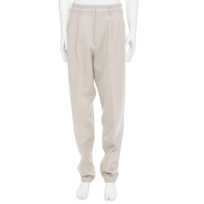 Yohji Yamamoto 3D Pleated Pants Beige Wool Fair condition - Front View