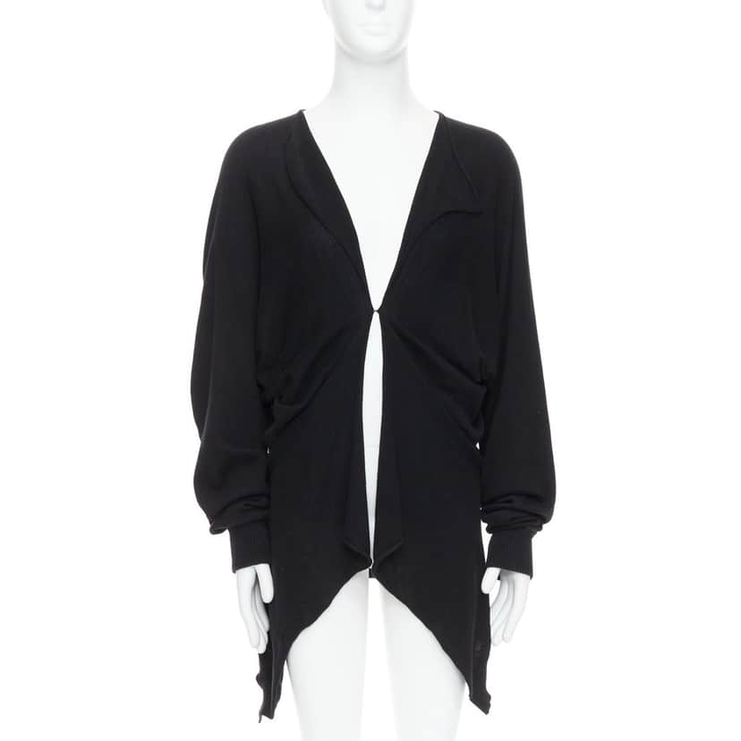 Bernhard Willhelm Draped Hi Low Cardigan Black Cotton Good condition - Front View