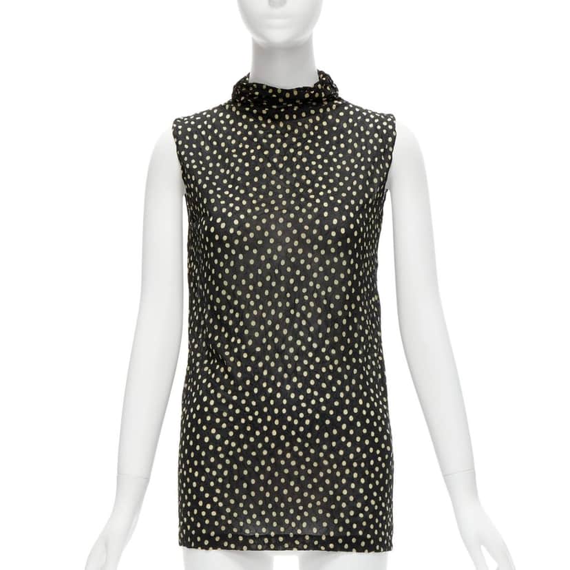 Issey Miyake Polka Crinkle Vest Black Polyester Never worn - Front View