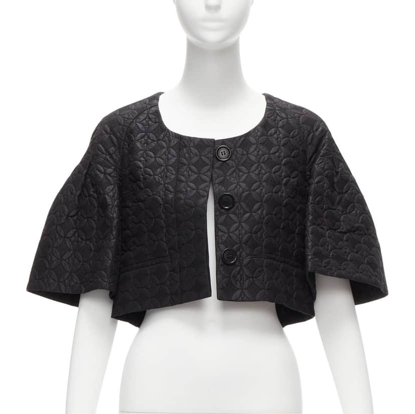 Chloe Black Floral Cropped Jacket Black Cotton Never worn - Front View