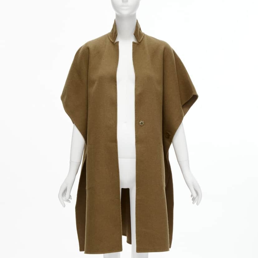 Tibi Brown High Collar Coat Brown Wool Never worn - Front View