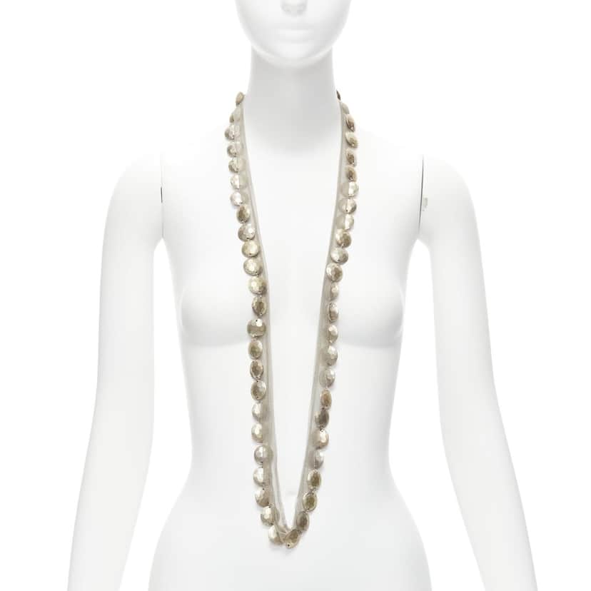 Lanvin Coins Mesh Necklace Gold Metal Good condition - Front View