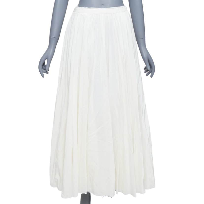 BAND OF OUTSIDERS Pleated Midi Skirt Ecru Silk Very good condition - Front View