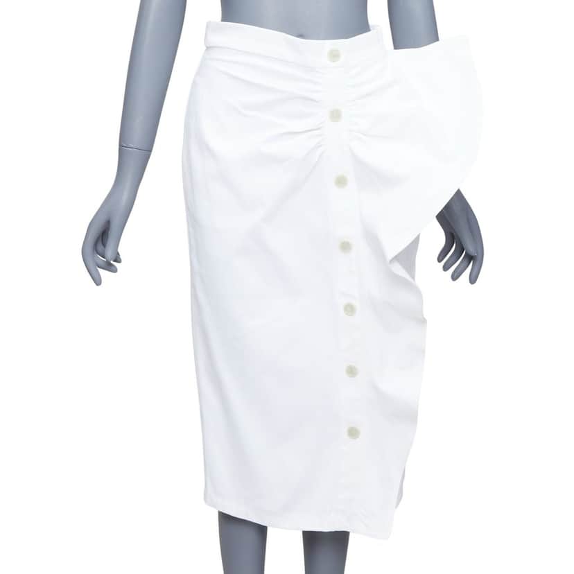 Max Mara Ruffle Button Skirt White Cotton Good condition - Front View