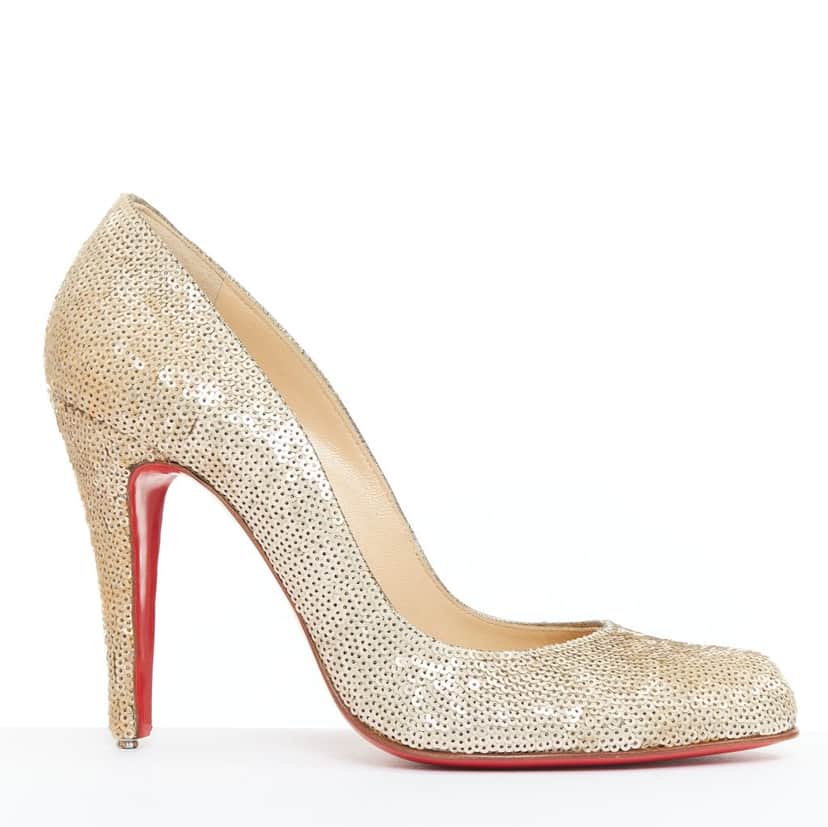 Christian Louboutin Fifi 100 Gold Good condition - Front View