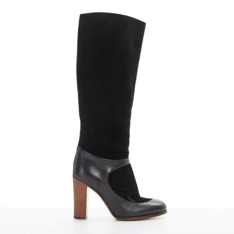 Celine Chunky Platform Mule Boots Black Suede Good condition - Front View