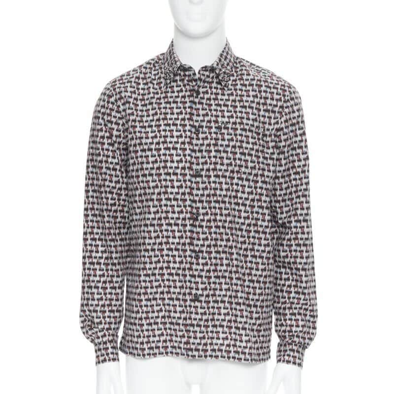 Prada Geometric Collar Shirt Grey Cotton Never worn, with tag - Front View