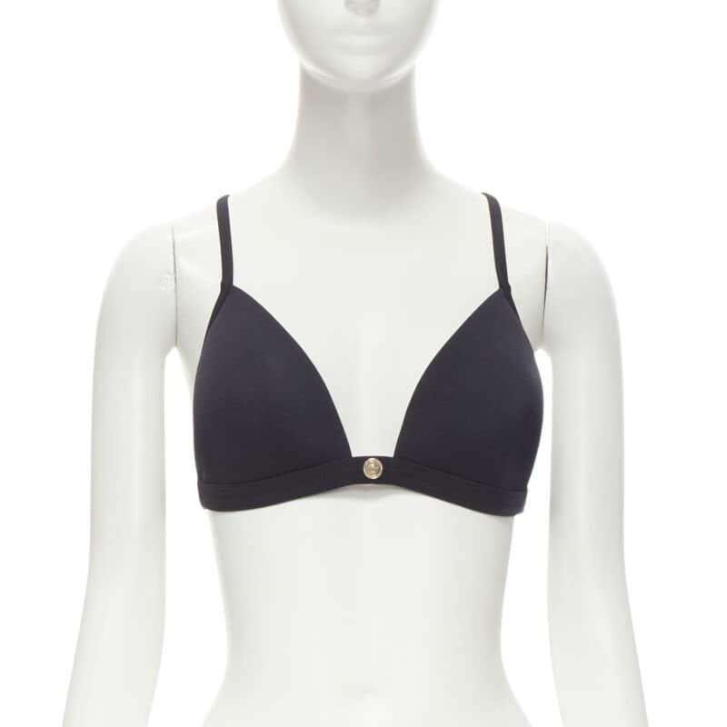 Versace Medusa Bikini Top Black Polyester Never worn, with tag - Front View